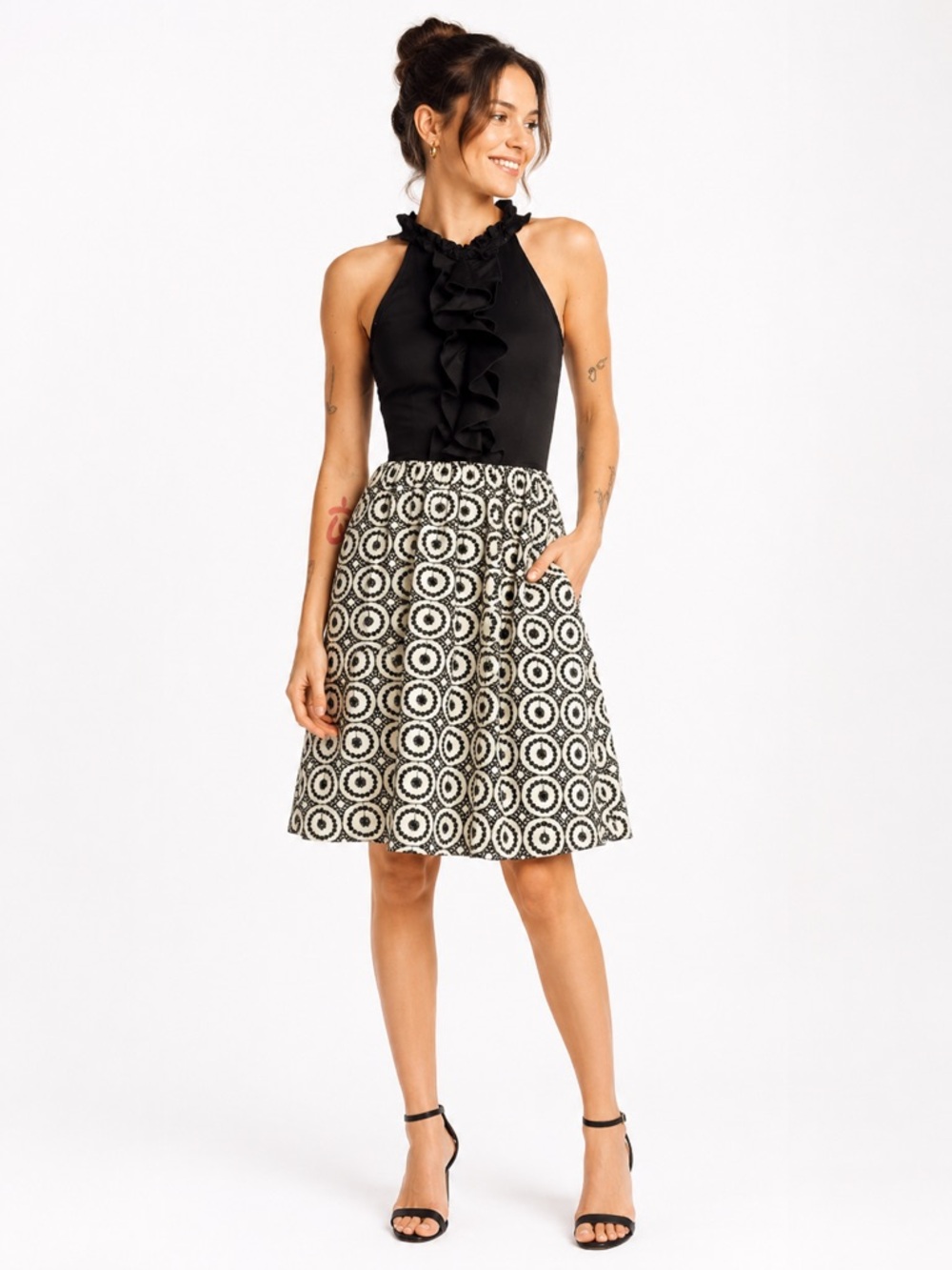 Anthropologie Coquette Girl Weston Wear Ruffle Halter Dress Embroidered Skirt 4